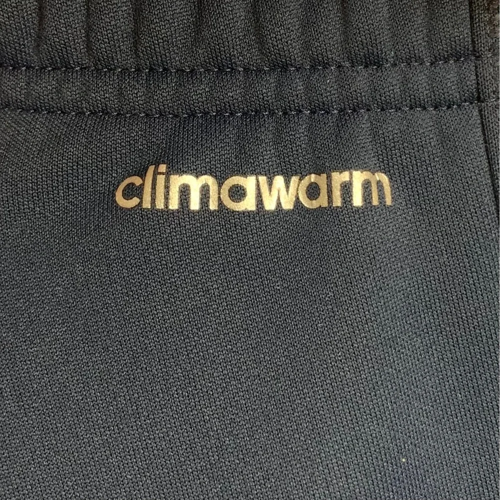 Adidas Track Pants Mens Large Navy Blue Climawarm Straight Leg Fleece Lined